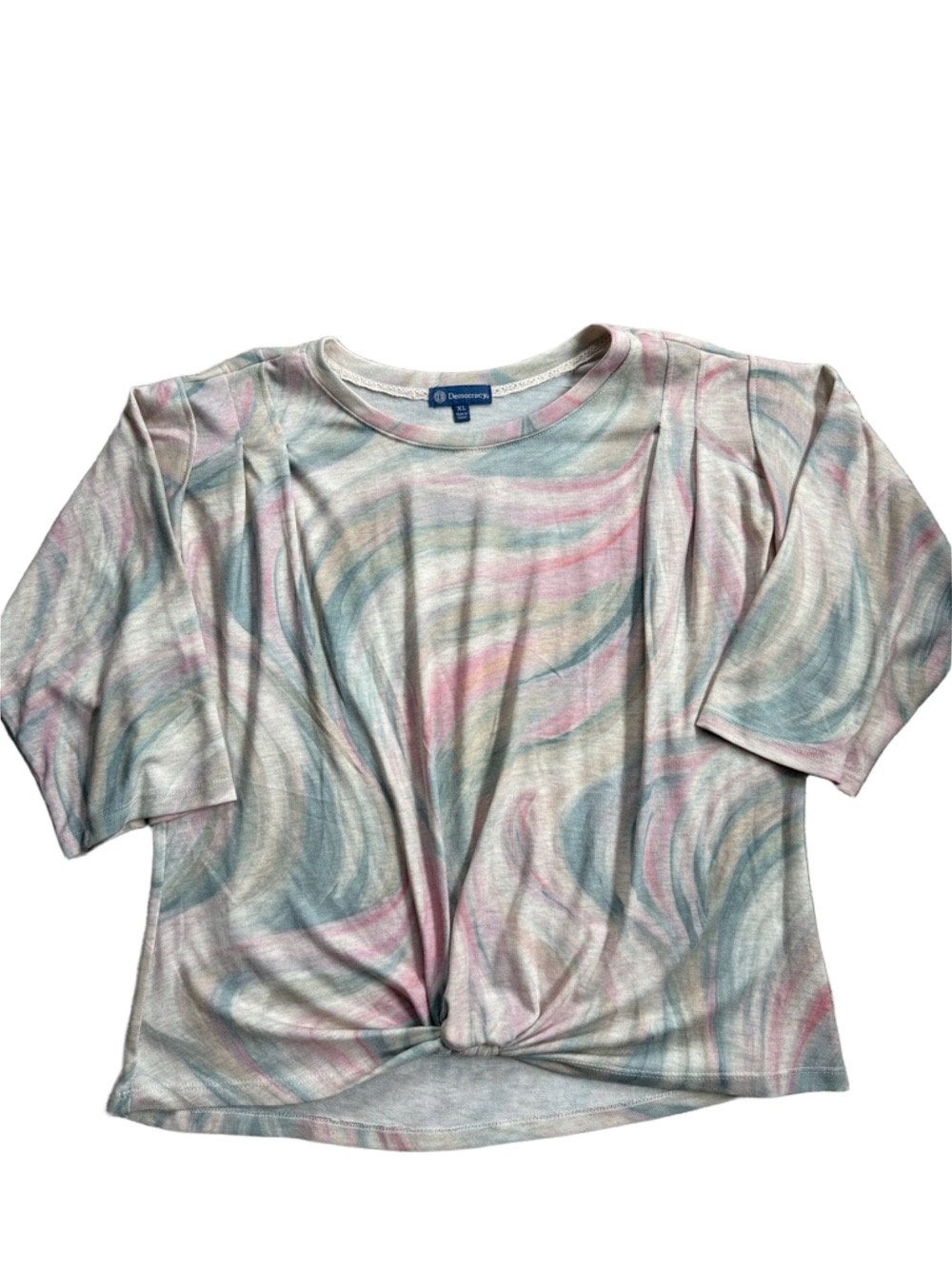 Democracy teal/pink swirl pattern knit top sz XL